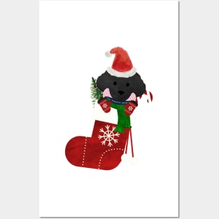 Cute Black Lab Puppy Christmas Stocking Posters and Art